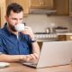 Man working at home on a computer