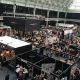 Business fair with stands and people