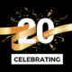 Picture of the words 20th anniversary and the text celebrating