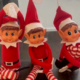 Picture of three elf's on a shelf